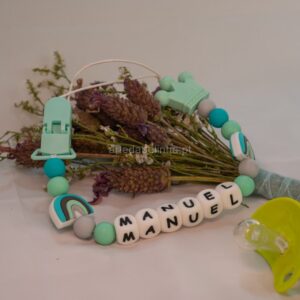 Prende Chucha Silicone Com Nome e Boneco Personalizados - 4191
